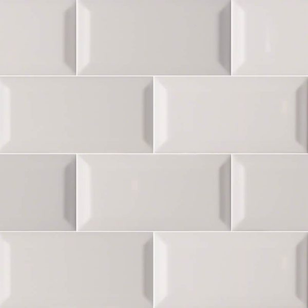 Gray Glossy Subway Tile Beveled 3×6