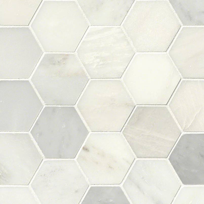 Greecian White 3inch Hexagon Polished, Greecian White Marble Subway Tile Backsplash