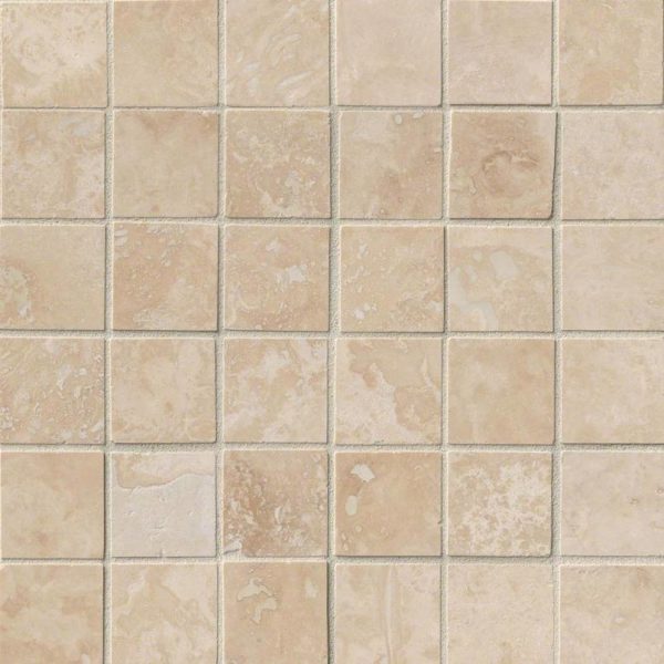 Ivory Travertine 2×2 Honed And Filled In 12×12 Mesh