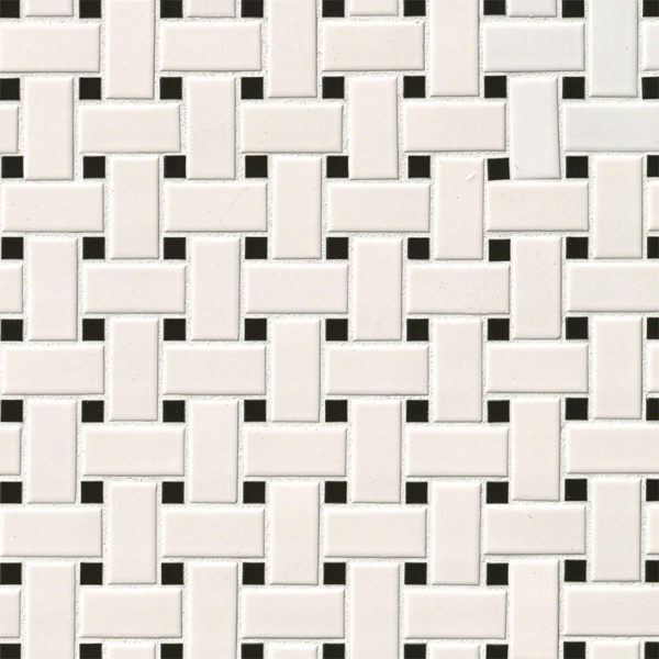 White And Black Matte Basket Weave Mosaic
