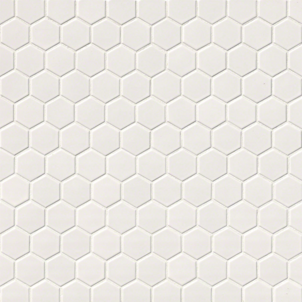 White Glossy 2x2 Hexagon Mosaic