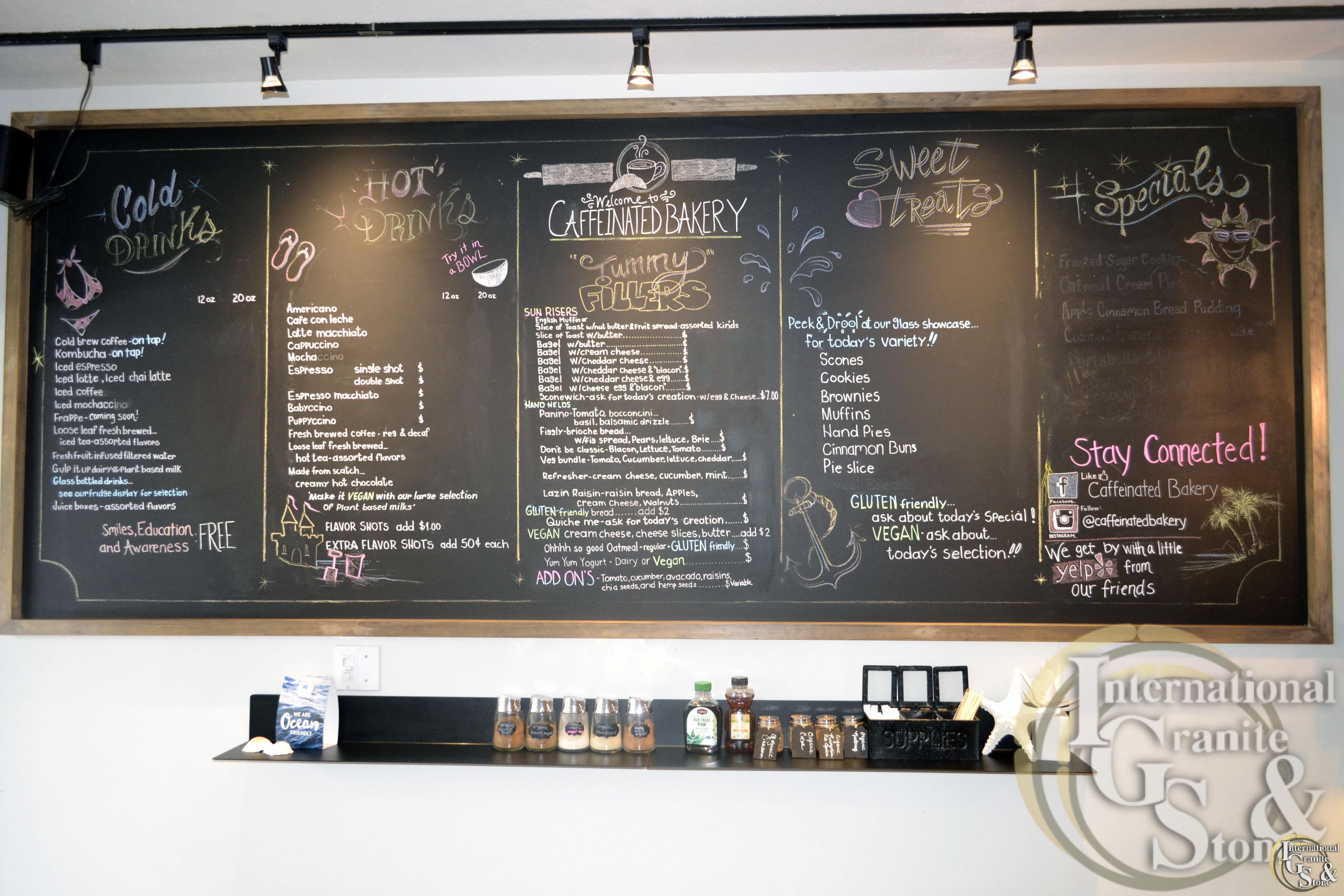 Caffeinated Bakery Chalkboard in Clearwater Beach FL
