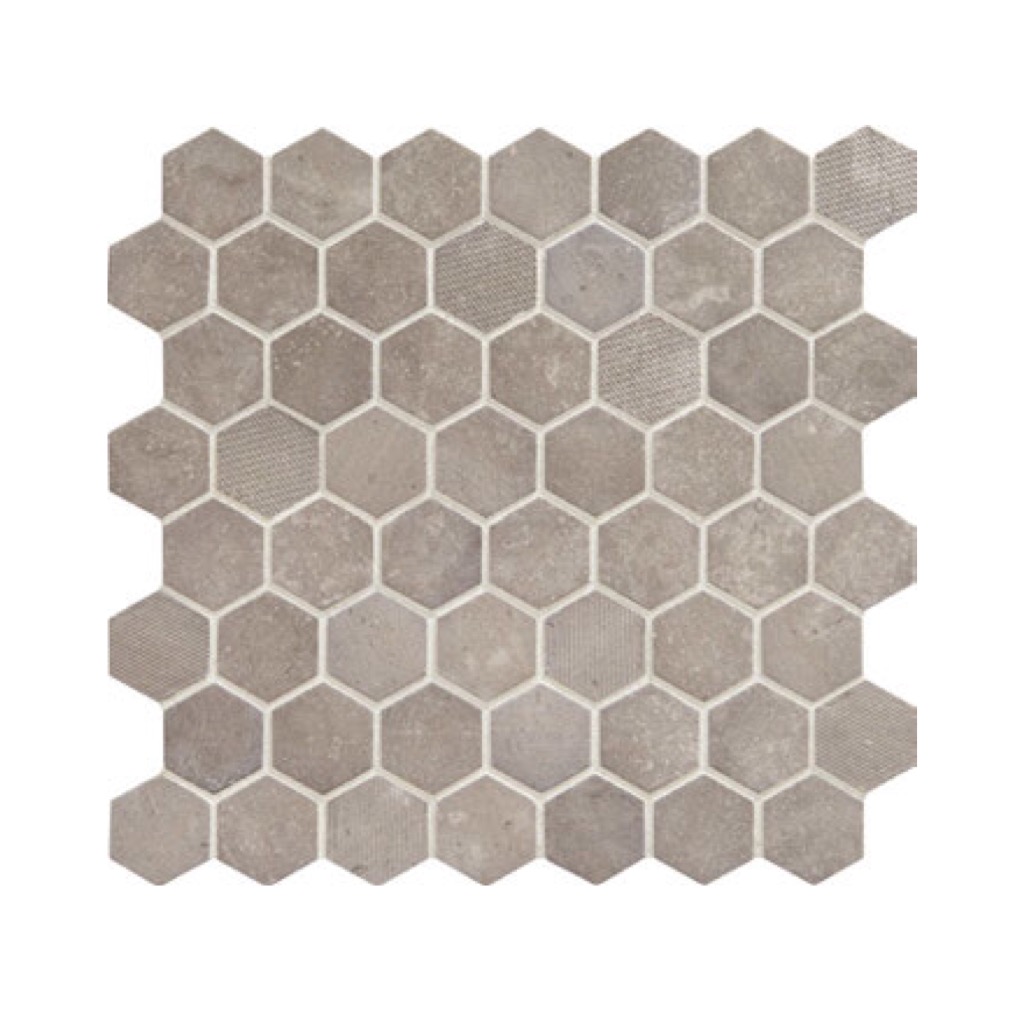 Daltile Vintage Hex VH07 1.5 Inch Hexagon Artifact Gray