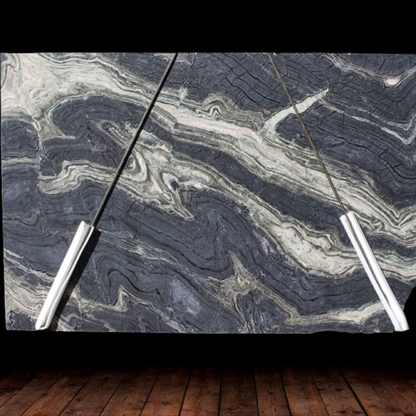 SILVER BROWN WAVE LEATHER FINISH MARBLE