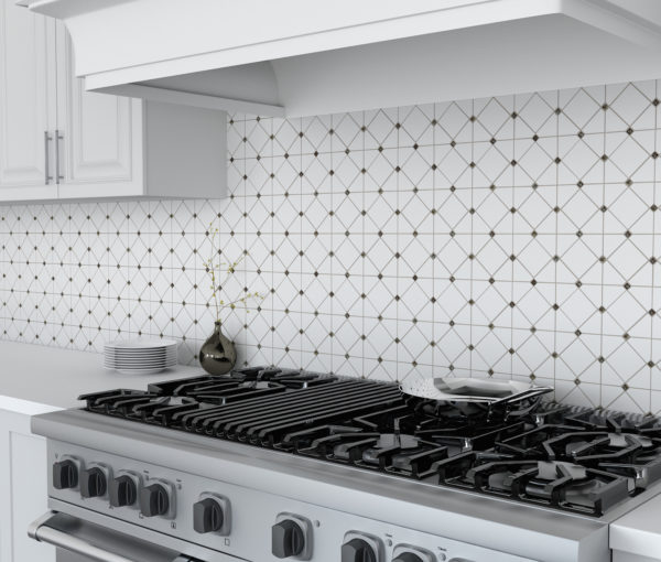 Limelight Silver Backsplash Tile in Kitchen