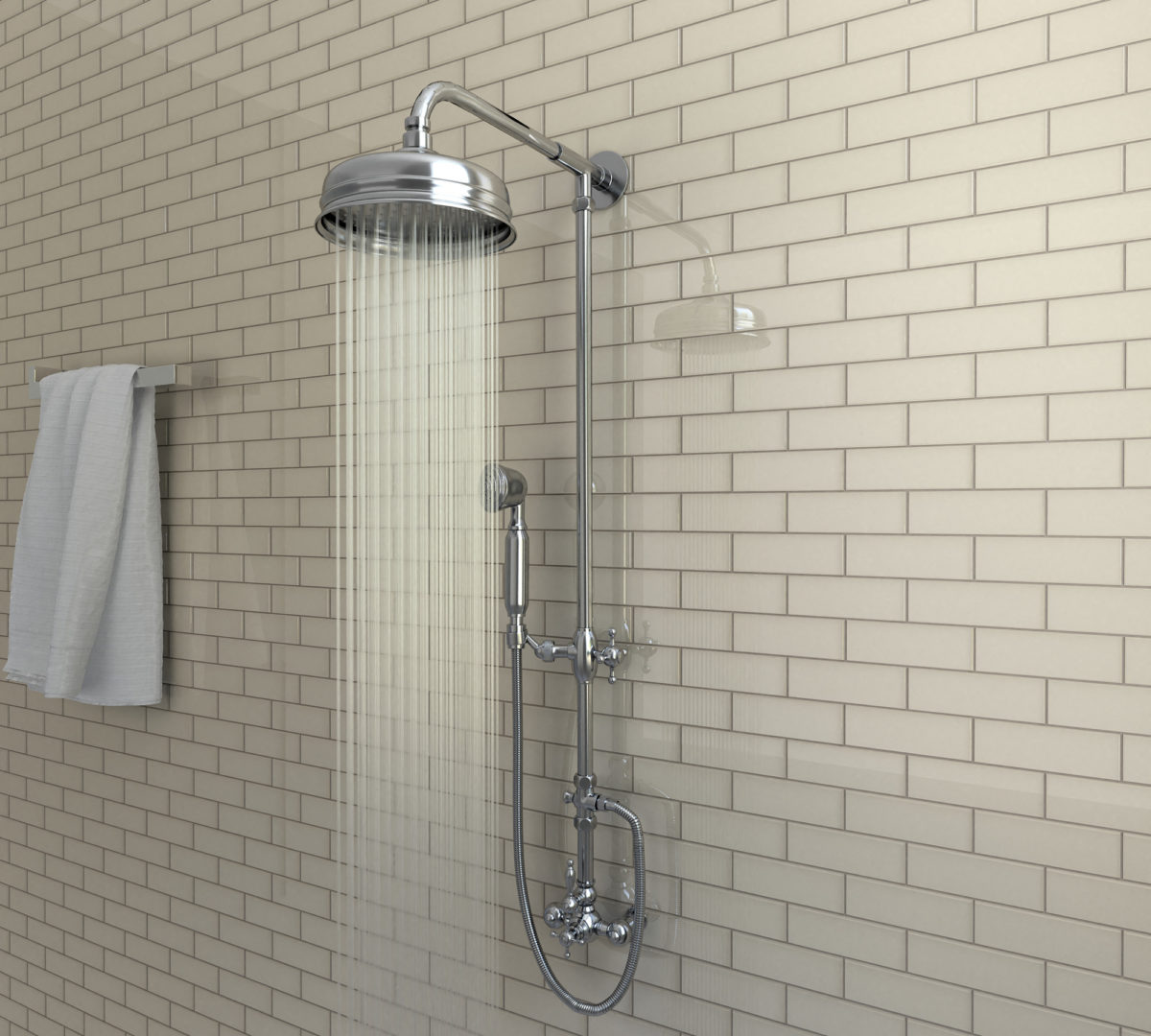 Bamboo 2x6 Backsplash Tile in Bathroom Shower