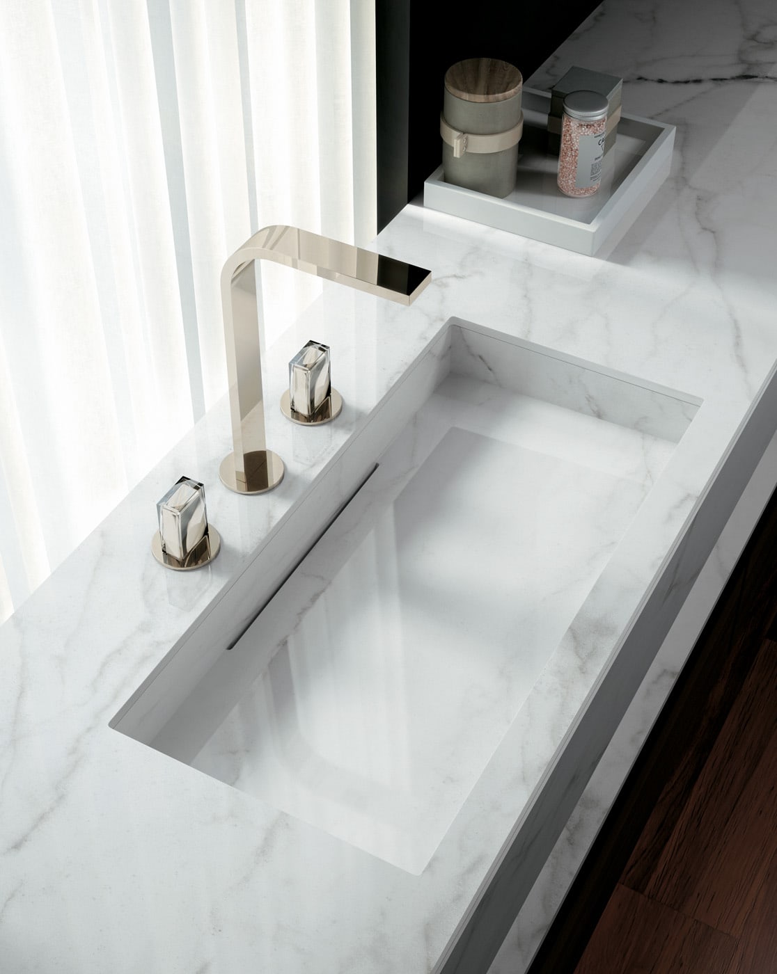 Calacatta Lincoln Infinity Porcelain Bathroom Vanity Sink Countertops