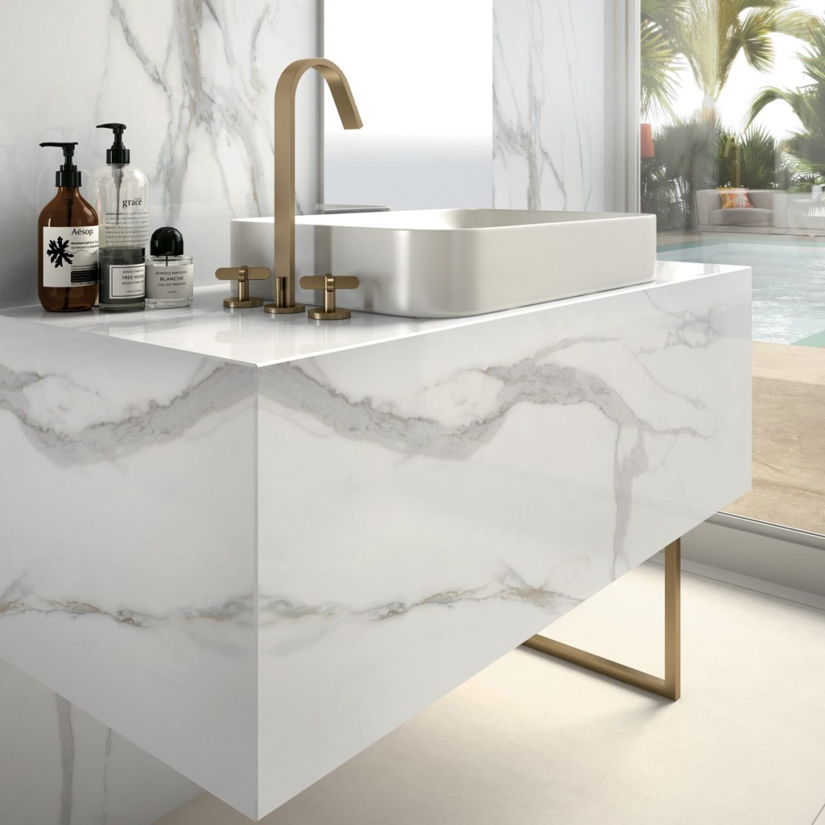 Calacatta Oro Infinity Porcelain Countertops Bathroom Vanity