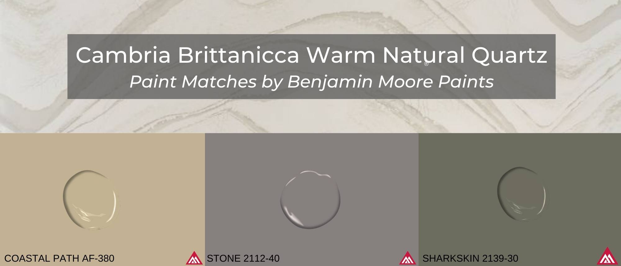 Brittanicca Warm Cambria Quartz Benjamin Moore Paint Matches Coastal Path Stone Sharkskin