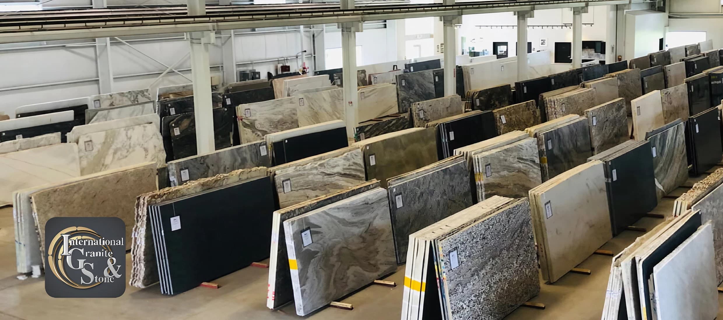 Image highlighting the vast and diverse collection of Granite Slab Colors at IGS Countertops, showcasing the richness and variety of hues and patterns available for crafting premium Granite Countertops.