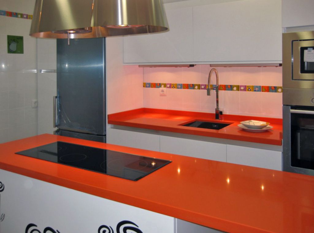 Orange Cool Silestone Quartz Kitchen2