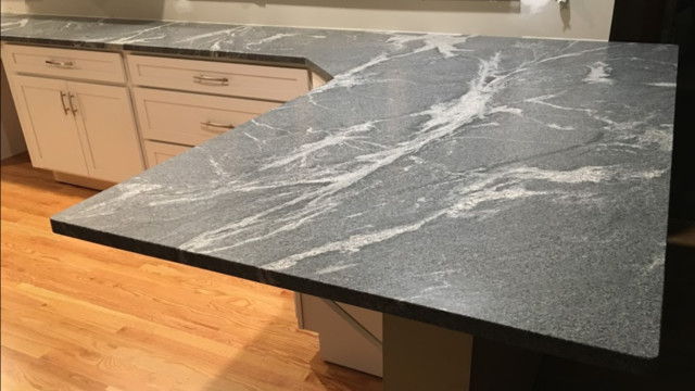 Silver Grey Honed Granite Kitchen